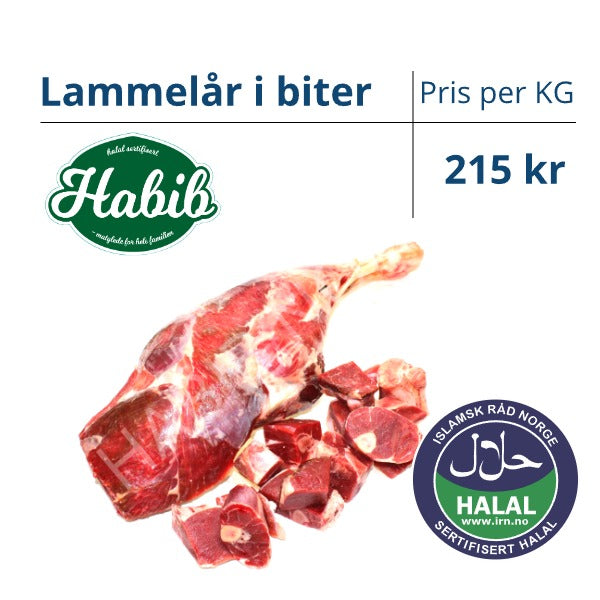 Lammelår i biter R/U klasse 1kg - 1 pose
