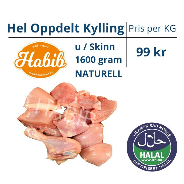 Hel Kylling Oppdelt 1,6kg - 1 pose