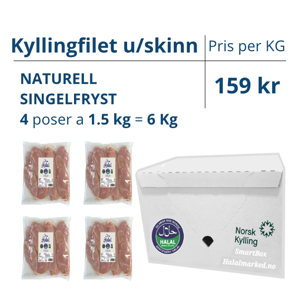 SmartBOX Kyllingfilet u/skinn Naturell Halal NK-6Kg/4PK