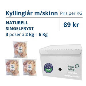 SmartBOX Kyllinglår m/skinn Naturell Halal NK-6Kg/3PK